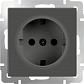 Розетка Werkel с заземлением серо-коричневая WL07-SKG-01-IP20 4690389054051 - фото №1