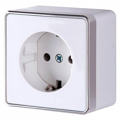 Розетка Werkel с заземлением и шторками Gallant белая WL15-02-02 4690389102097