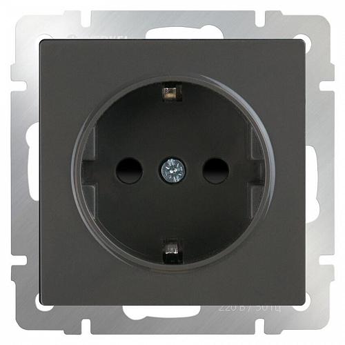 Розетка с заземлением и шторками Werkel серо-коричневый WL07-SKGS-01-IP44 4690389086625