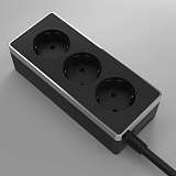 Удлинитель 3-х местный 3м Werkel Gallant черный/хром W6523635 4690389171338