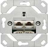 Розетка компьютерная двойная наклонная Gira System 55 6 кат 245200