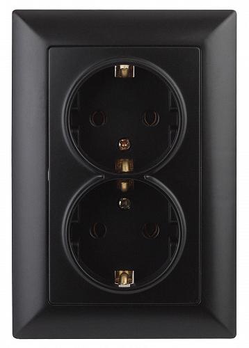 Розетка двойная ЭРА Intro Solo Schuko 2X2P+E 16A 250V антрацит 4-205-05 Б0043337
