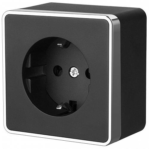 Розетка с заземлением и шторками Werkel Gallant черный/хром WL15-02-02 4690389130250