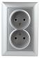 Розетка двойная ЭРА Intro Solo 2х2P 16A 250V серебро 4-204-03 Б0043328 - фото №1