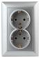 Розетка двойная ЭРА Intro Solo Schuko 2X2P+E 16A 250V серебро 4-205-03 Б0043335 - фото №1